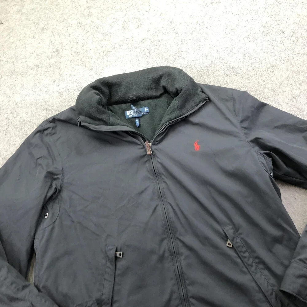 Polo Ralph Lauren Jacket Mens Large Black Softshell Windbreaker Full Zip Lined